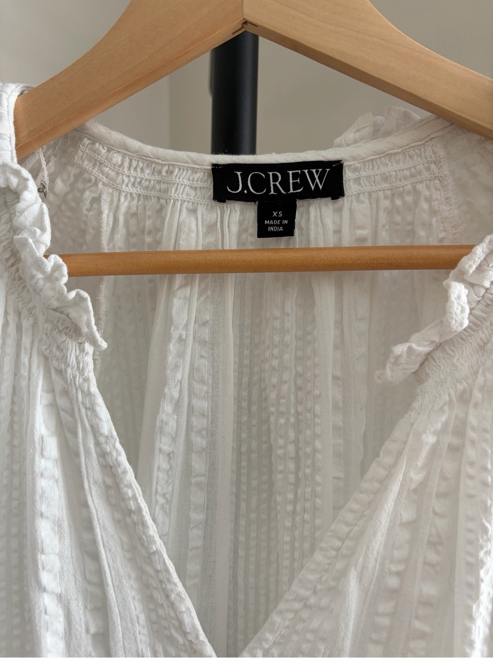 J. Crew White Seersucker Tiered V-Neck Mini Dress - Picture 2 of 3